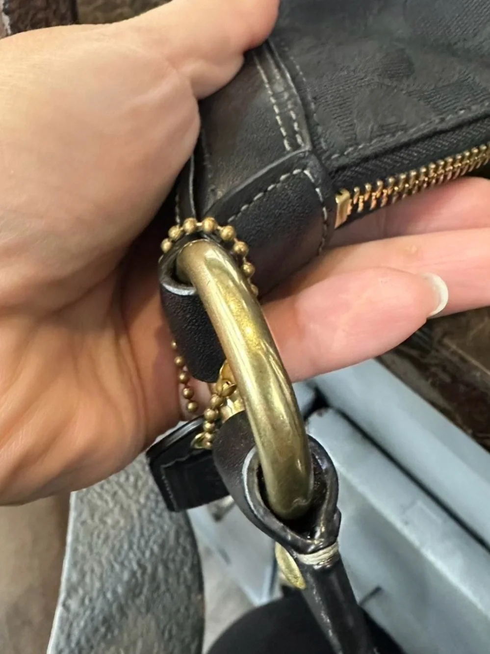 Coach Signature Jacquard Black Shoulder Hobo Bag